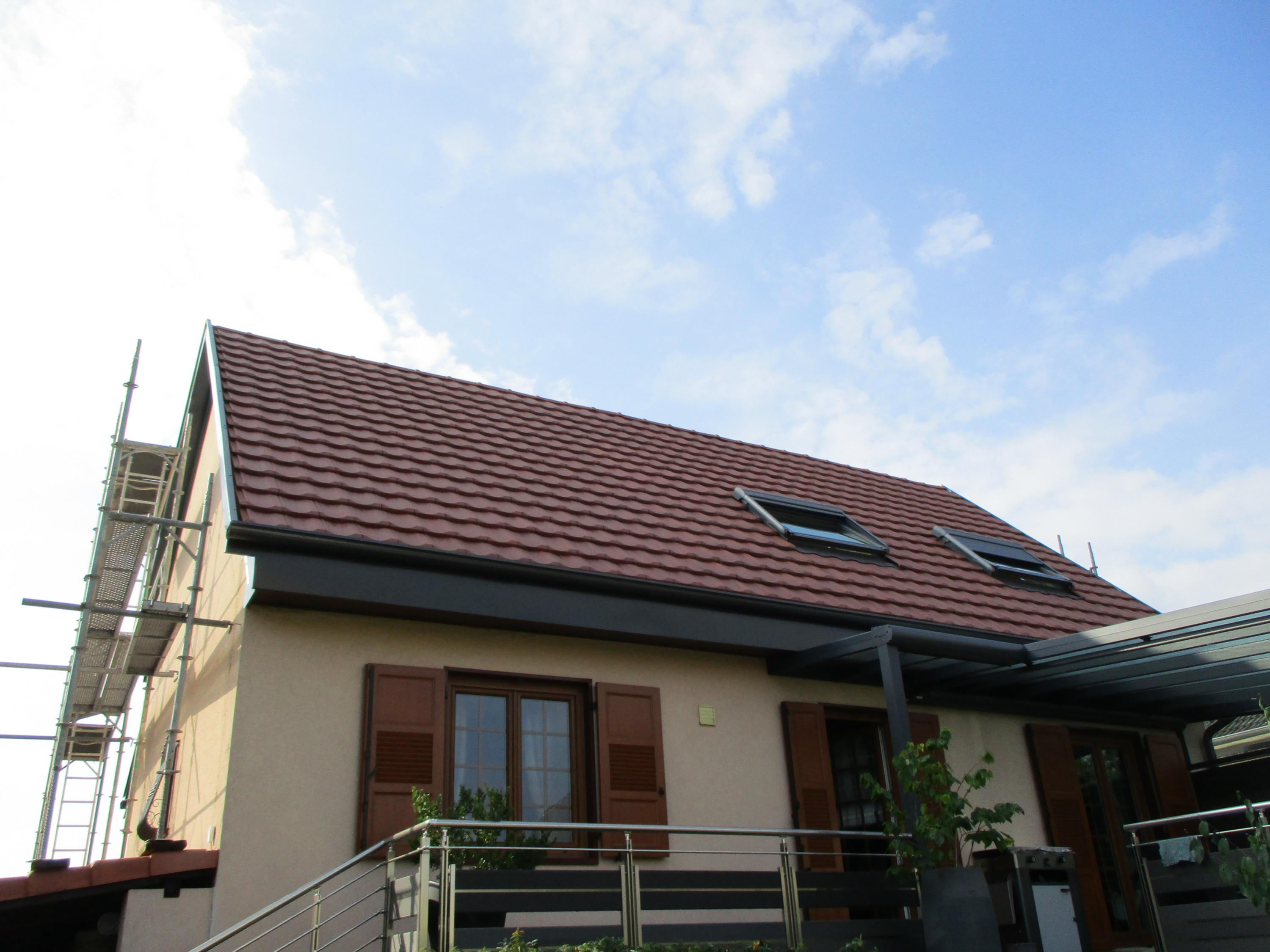 Rénovation toiture avec gouttière Dal'Alu, Drusenheim - Mey'er Herrlisheim, alsace, Bas Rhin